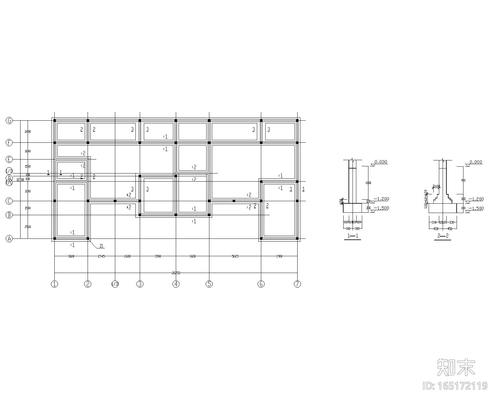 某2层农村自主房砖混结构施工图（CAD）cad施工图下载【ID:165172119】