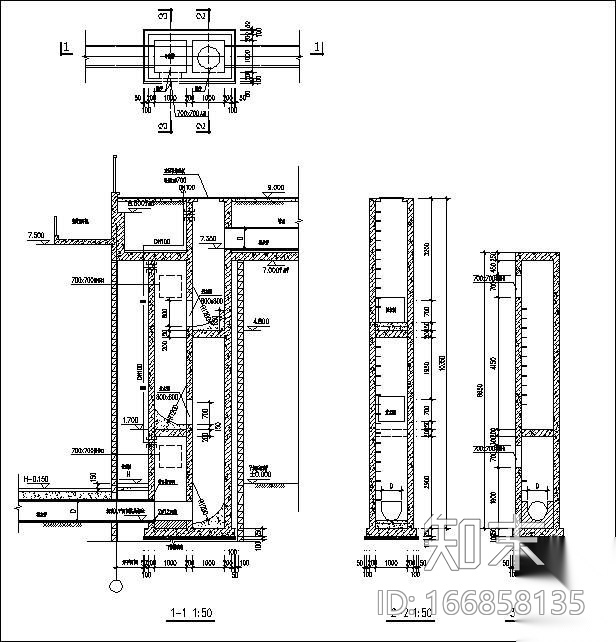 室内跌水井特殊做法详图cad施工图下载【ID:166858135】