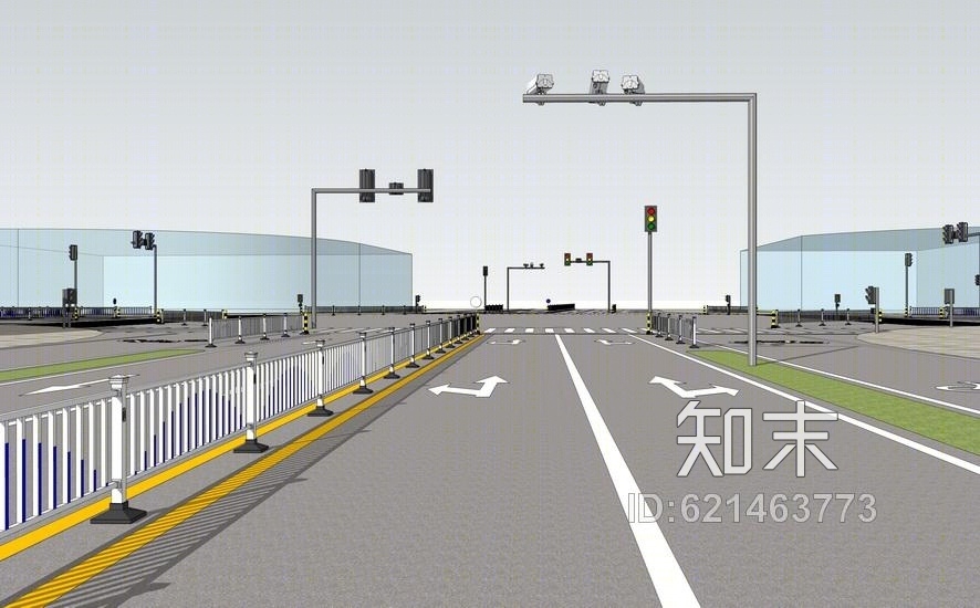 道路景观SU模型下载【ID:621463773】