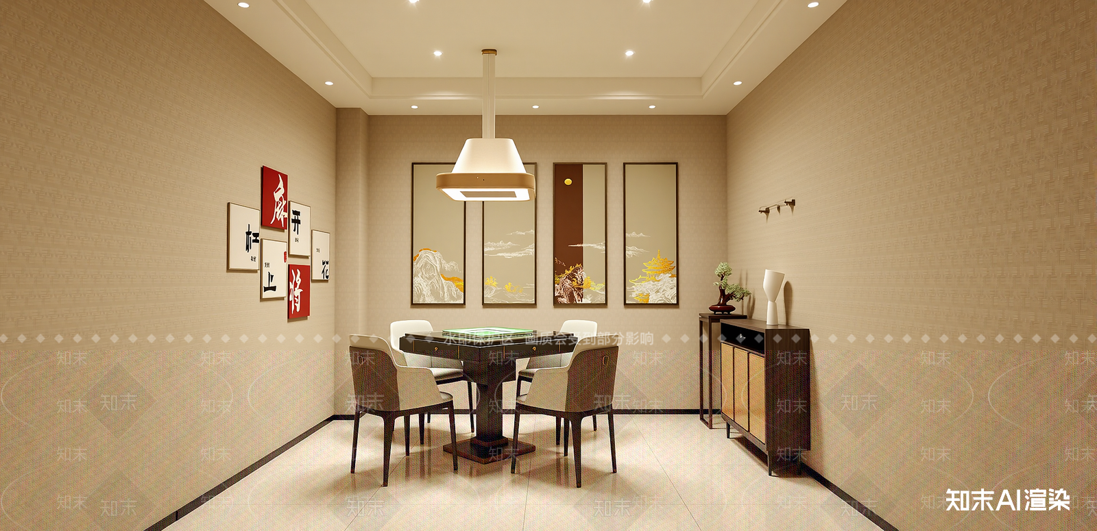 新中式茶室SU模型下载【ID:1215927130】