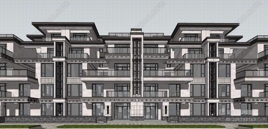 扬州江都中海金玺洋房叠墅SU模型下载【ID:225792163】