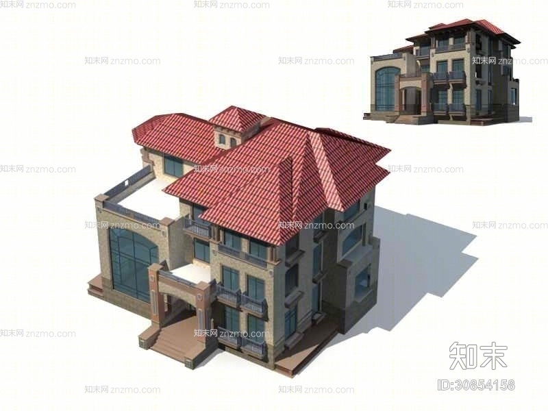 户外独栋别墅二1903D模型下载【ID:30854158】