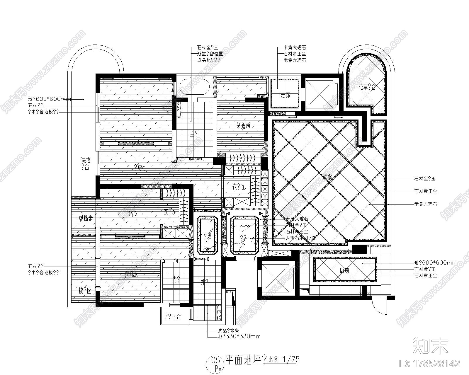 [南京]欧式小两居样板房室内设计CAD施工图施工图下载【ID:178528142】