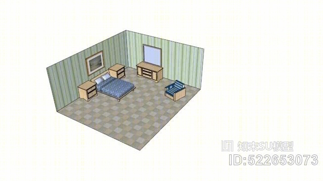卧室地板SU模型下载【ID:522653073】