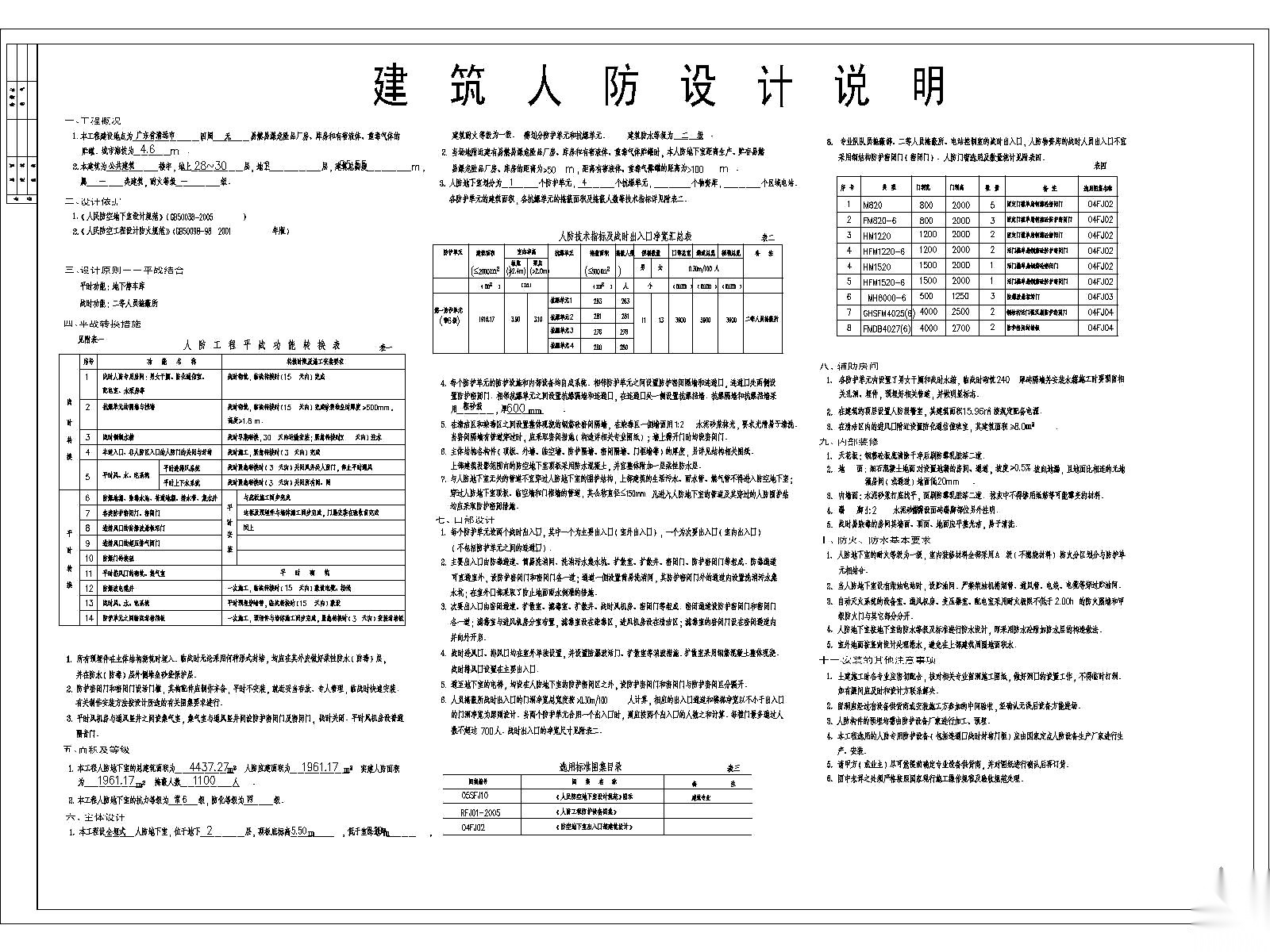 [广东]某公共建筑六级人防设计说明施工图下载【ID:166762136】