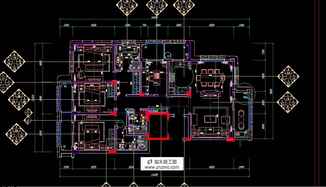 邱德光---杭州西溪诚园E户型深化施工图cad施工图下载【ID:56890251】