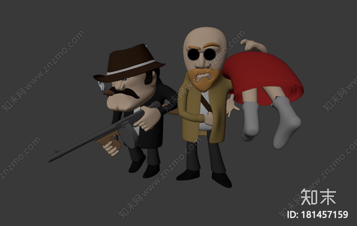 卡通黑帮CG模型下载【ID:181457159】