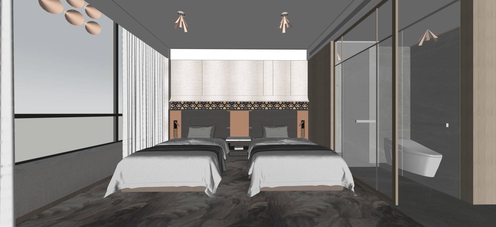 现代套房卧室SU模型下载【ID:1222309864】