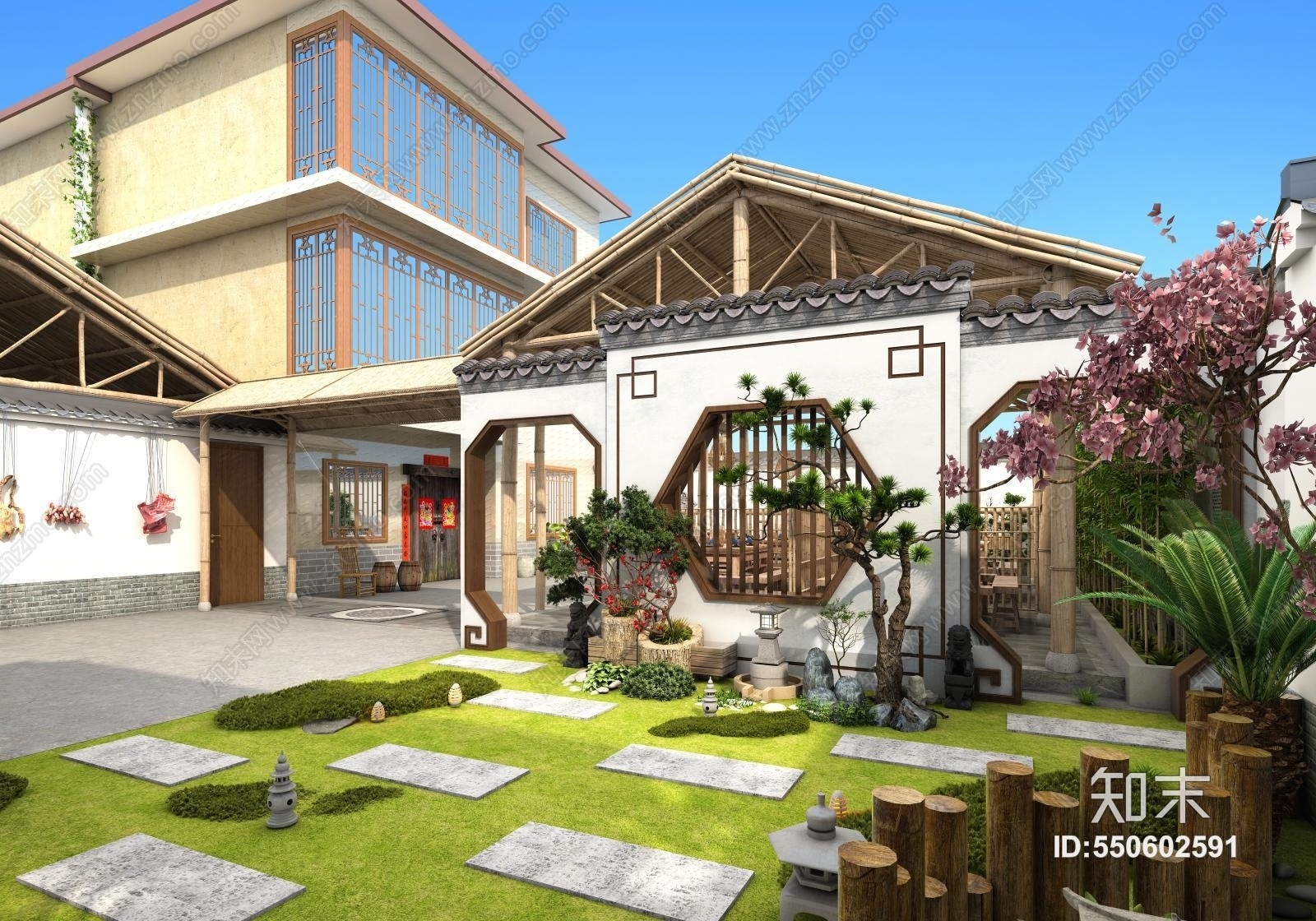 中式农家乐3D模型下载【ID:550602591】