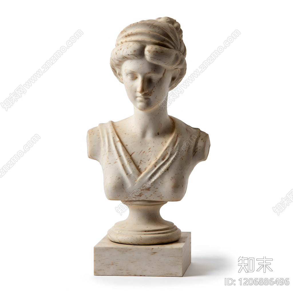大理石女性胸像雕塑3D模型下载【ID:1206886496】