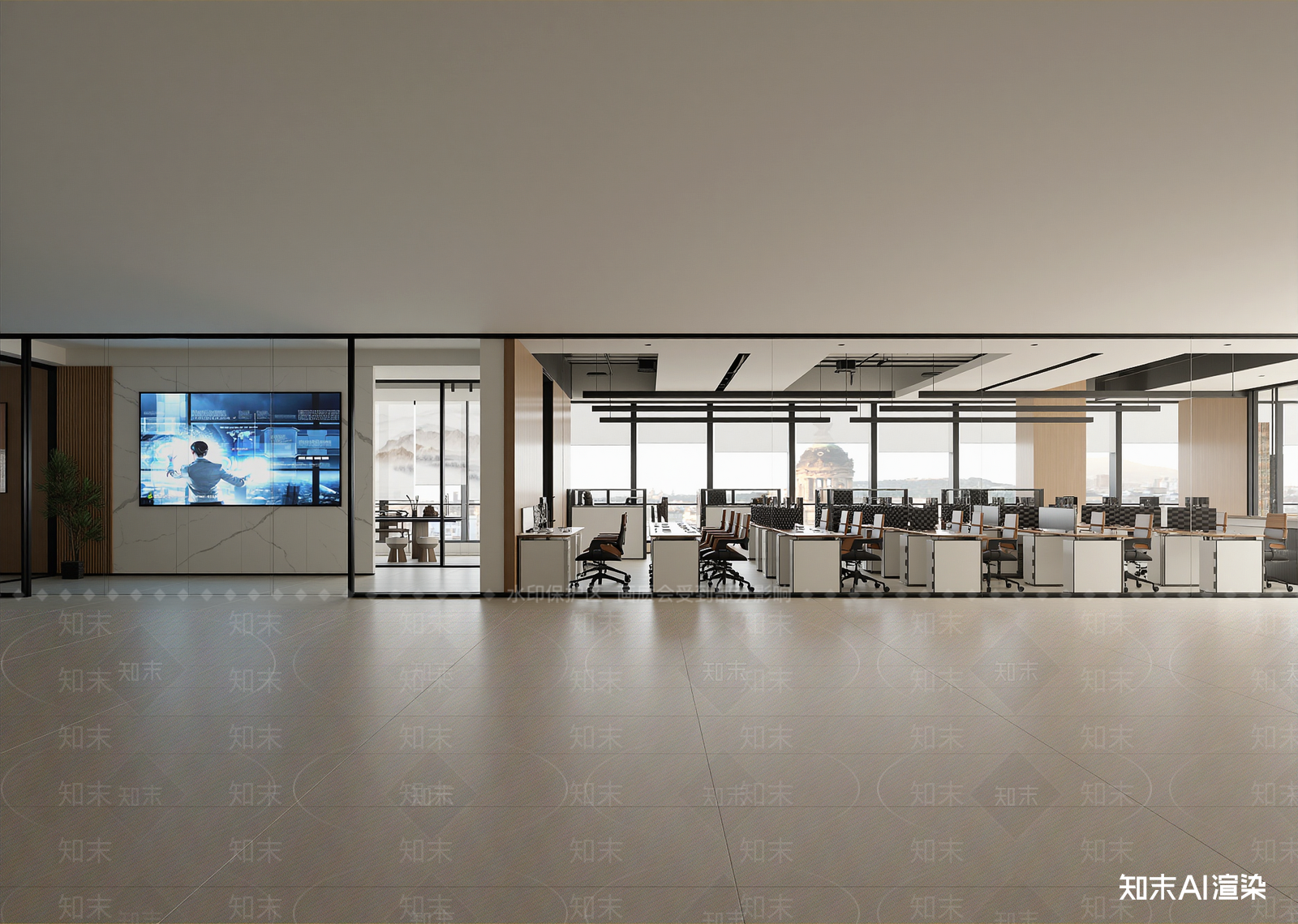 现代办公大厅3D模型下载【ID:1214746929】