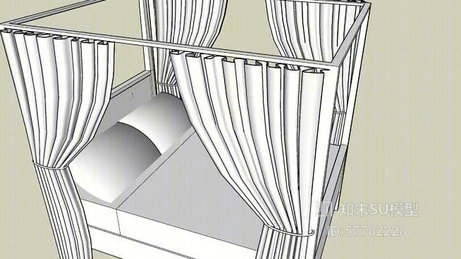 双人床SU模型下载【ID:57782228】