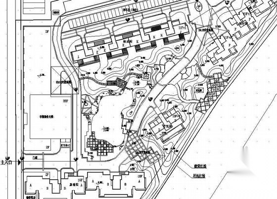 桐乡某小区中央花园环境景观绿化施工图cad施工图下载【ID:161098176】