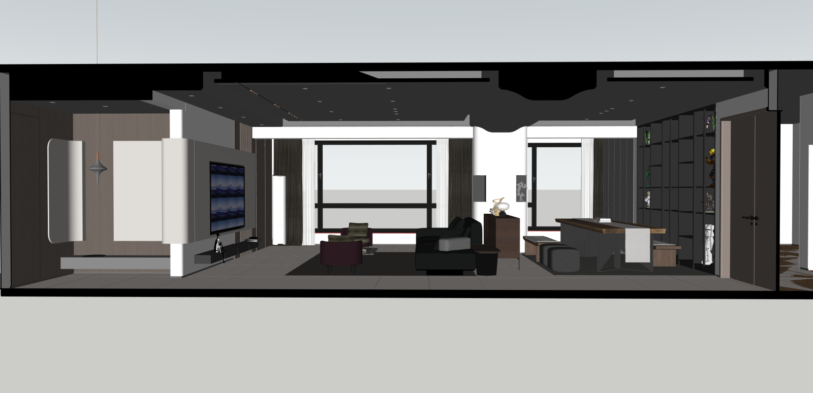 现代家居客厅SU模型下载【ID:1215989038】