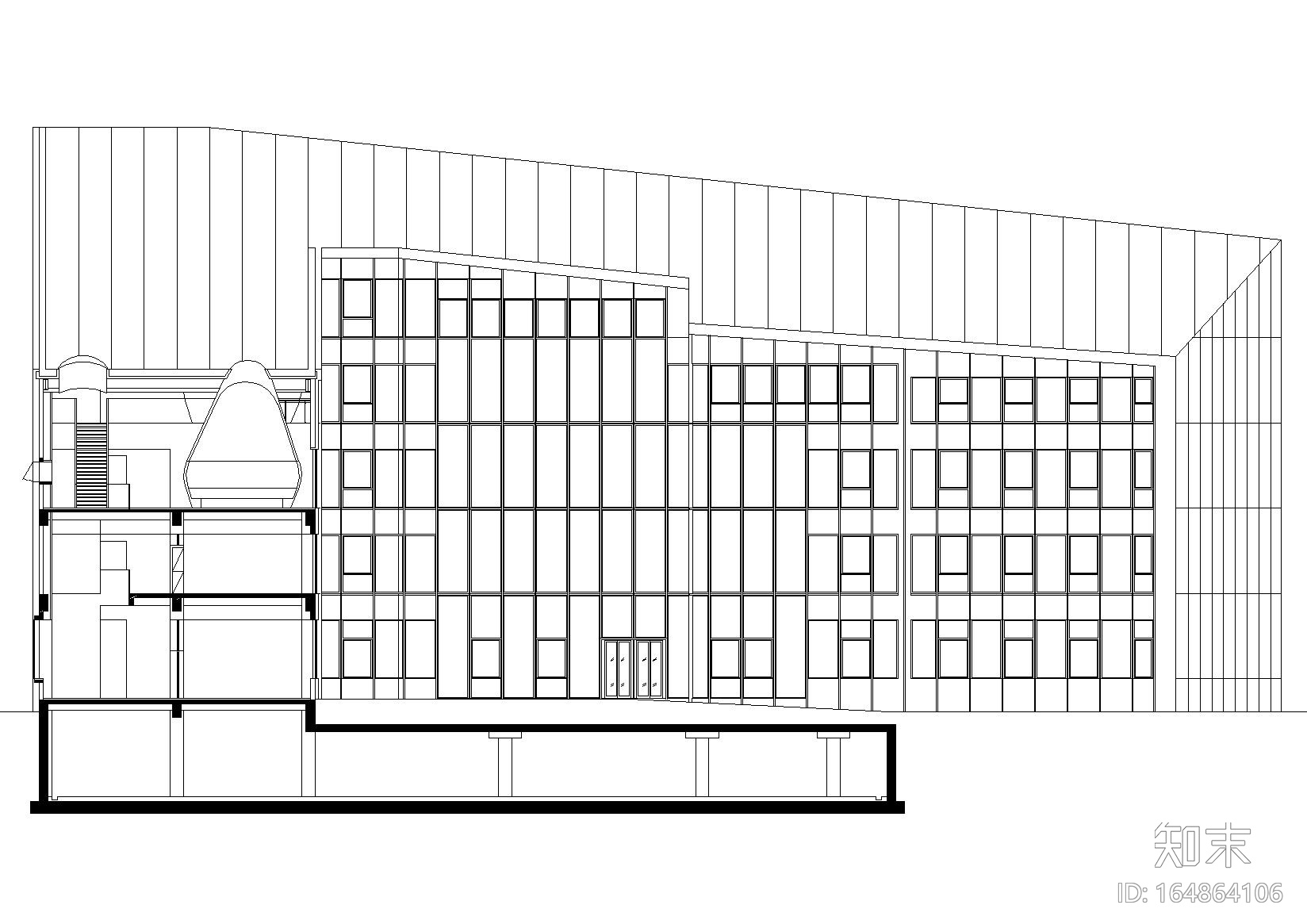 [上海]同济大学中法中心建筑工程项目施工图cad施工图下载【ID:164864106】