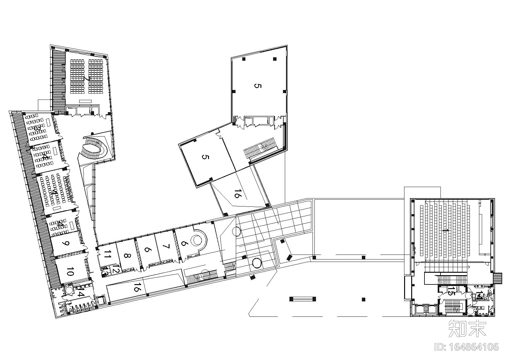 [上海]同济大学中法中心建筑工程项目施工图cad施工图下载【ID:164864106】