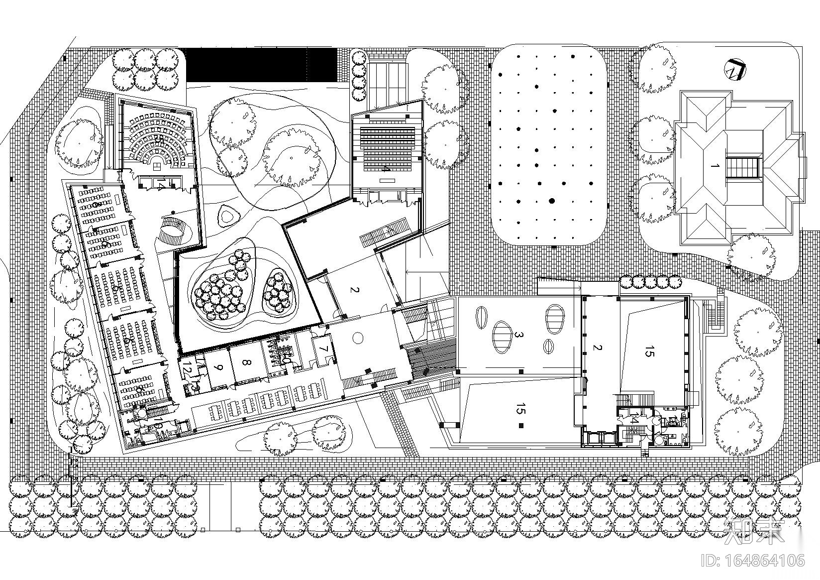 [上海]同济大学中法中心建筑工程项目施工图cad施工图下载【ID:164864106】