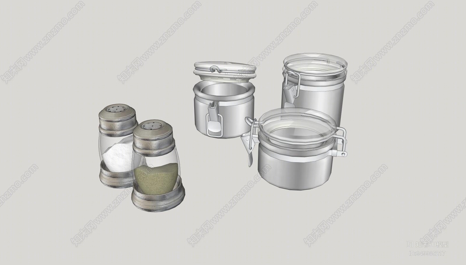 现代风格调味品组合SU模型下载【ID:949985217】