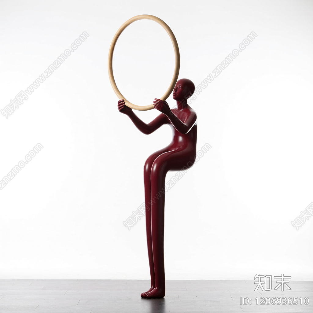 红色雕塑人物持环3D模型下载【ID:1206936510】