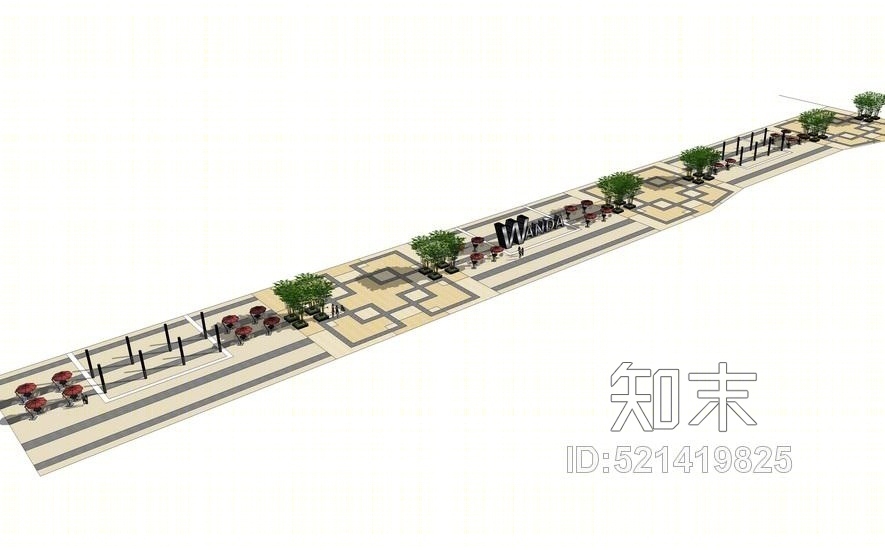 巢流广场景观SU模型下载【ID:521419825】