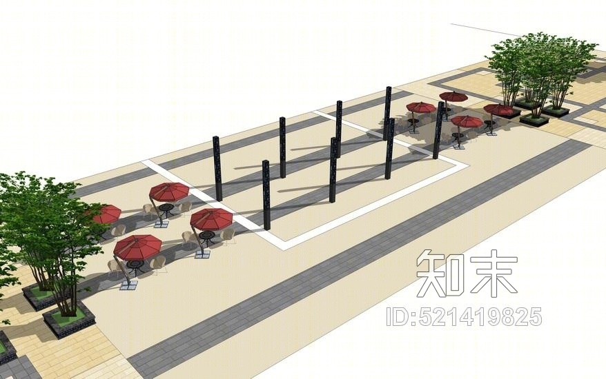 巢流广场景观SU模型下载【ID:521419825】