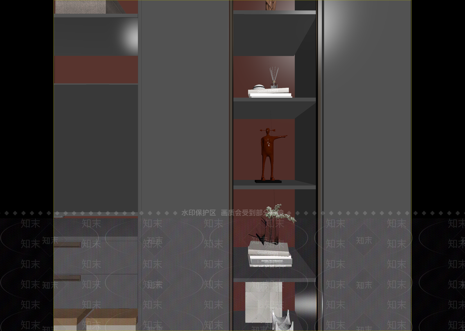 现代书柜3D模型下载【ID:1215115947】