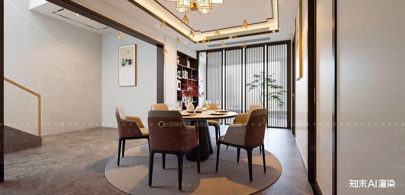 新中式家居餐厅SU模型下载【ID:1216052515】