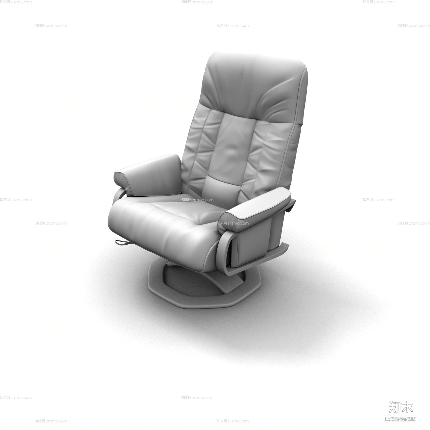 现代白模布艺扶手椅3D模型下载【ID:30894246】