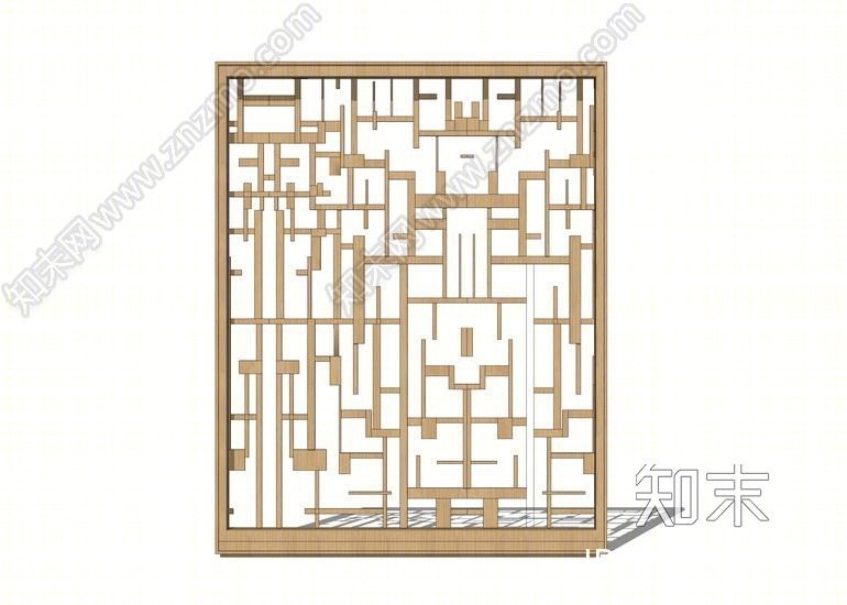 新中式屏风隔断SU模型下载【ID:149781143】