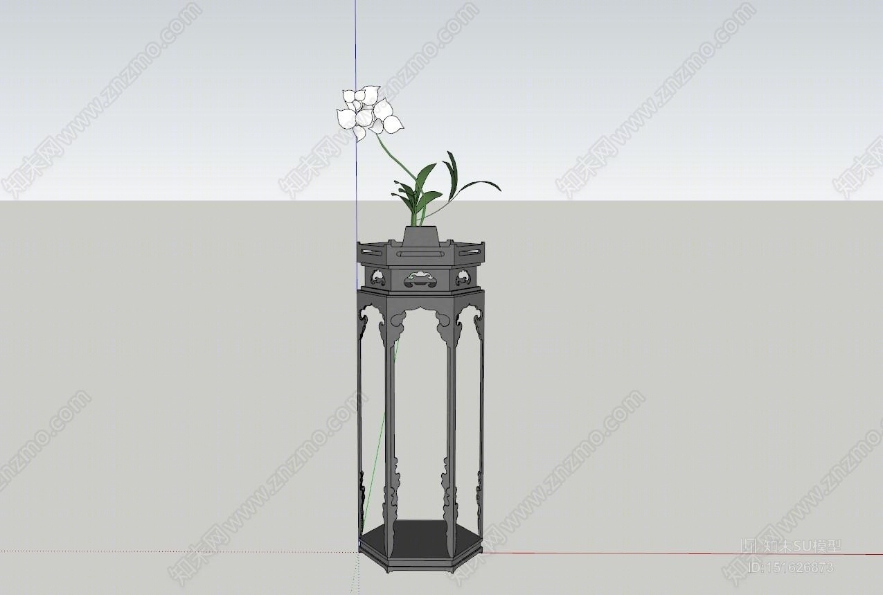 中式风格花几SU模型下载【ID:151626873】