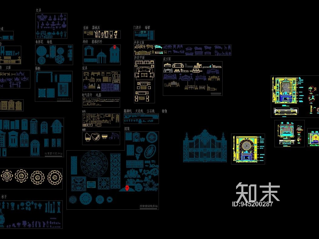 欧式家具图库cad施工图下载【ID:945200287】