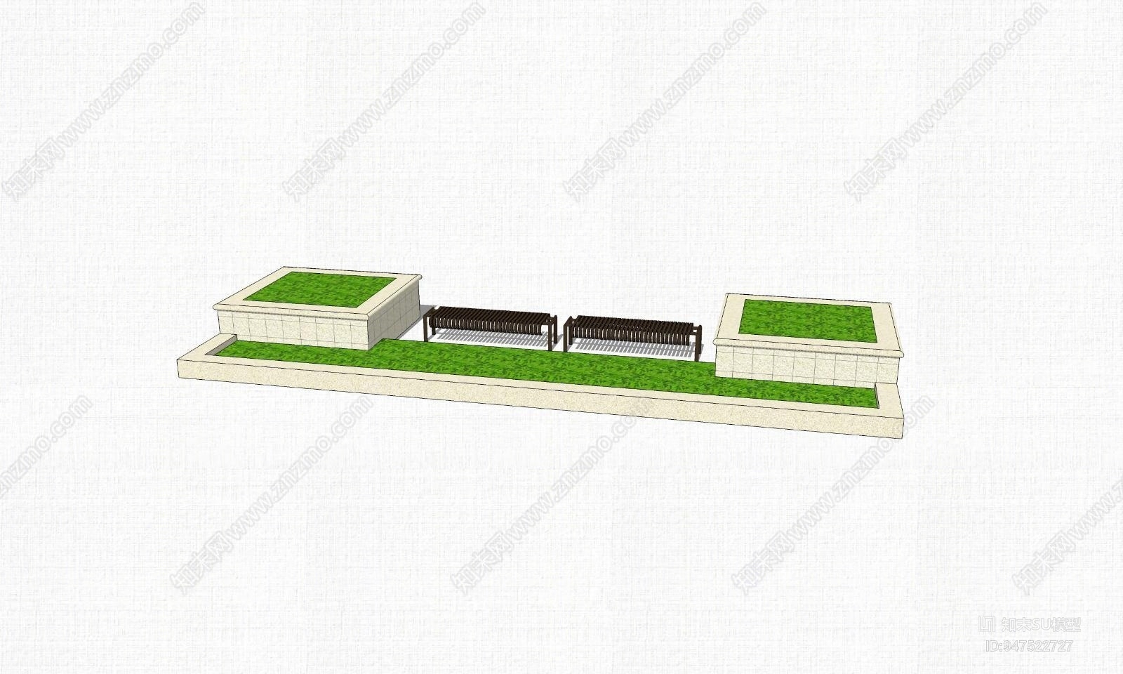 现代方形树池SU模型下载【ID:947522727】