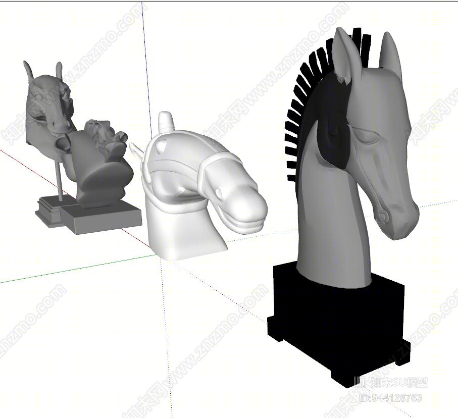 现代半身马雕塑SU模型下载【ID:944128763】