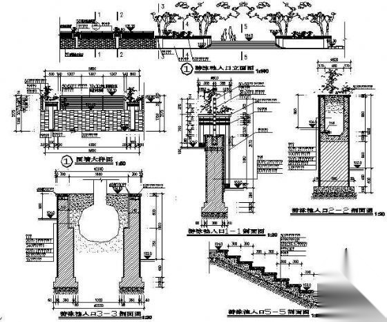 某小区组团四景观施工图cad施工图下载【ID:161120104】
