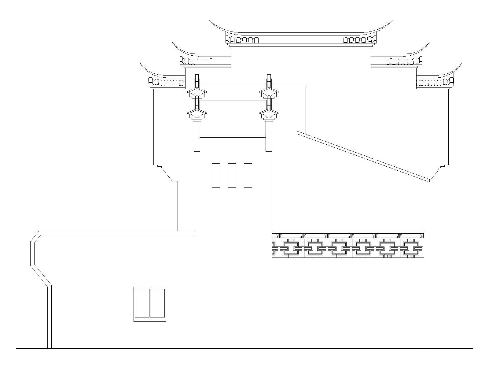 大圩镇新农村徽派别墅图纸 CADcad施工图下载【ID:151388118】