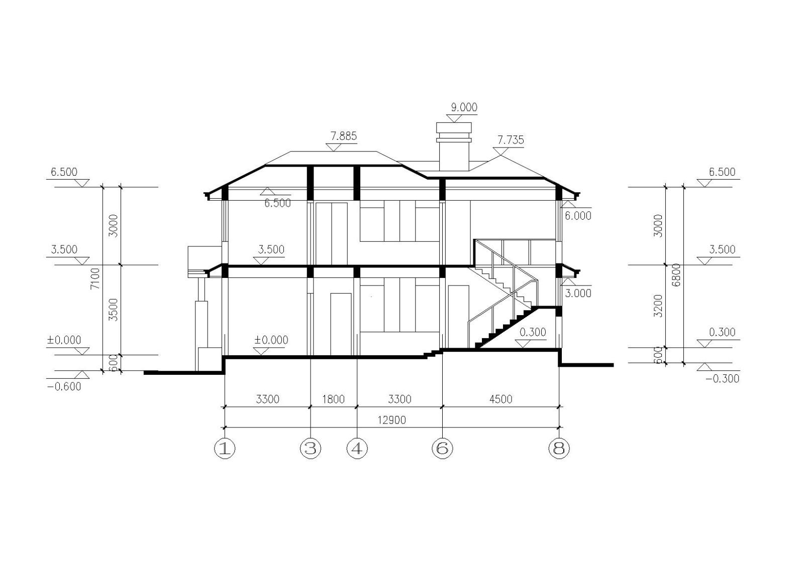 [学生作品]欧式风格别墅建筑施工图（CAD+效果图）施工图下载【ID:151389120】