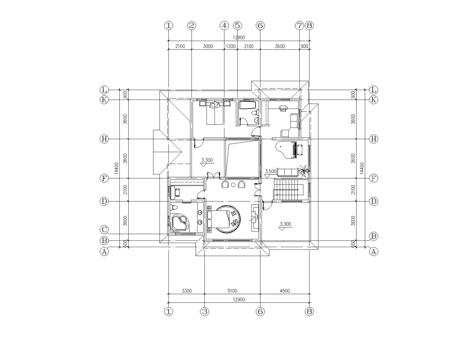 [学生作品]欧式风格别墅建筑施工图（CAD+效果图）施工图下载【ID:151389120】