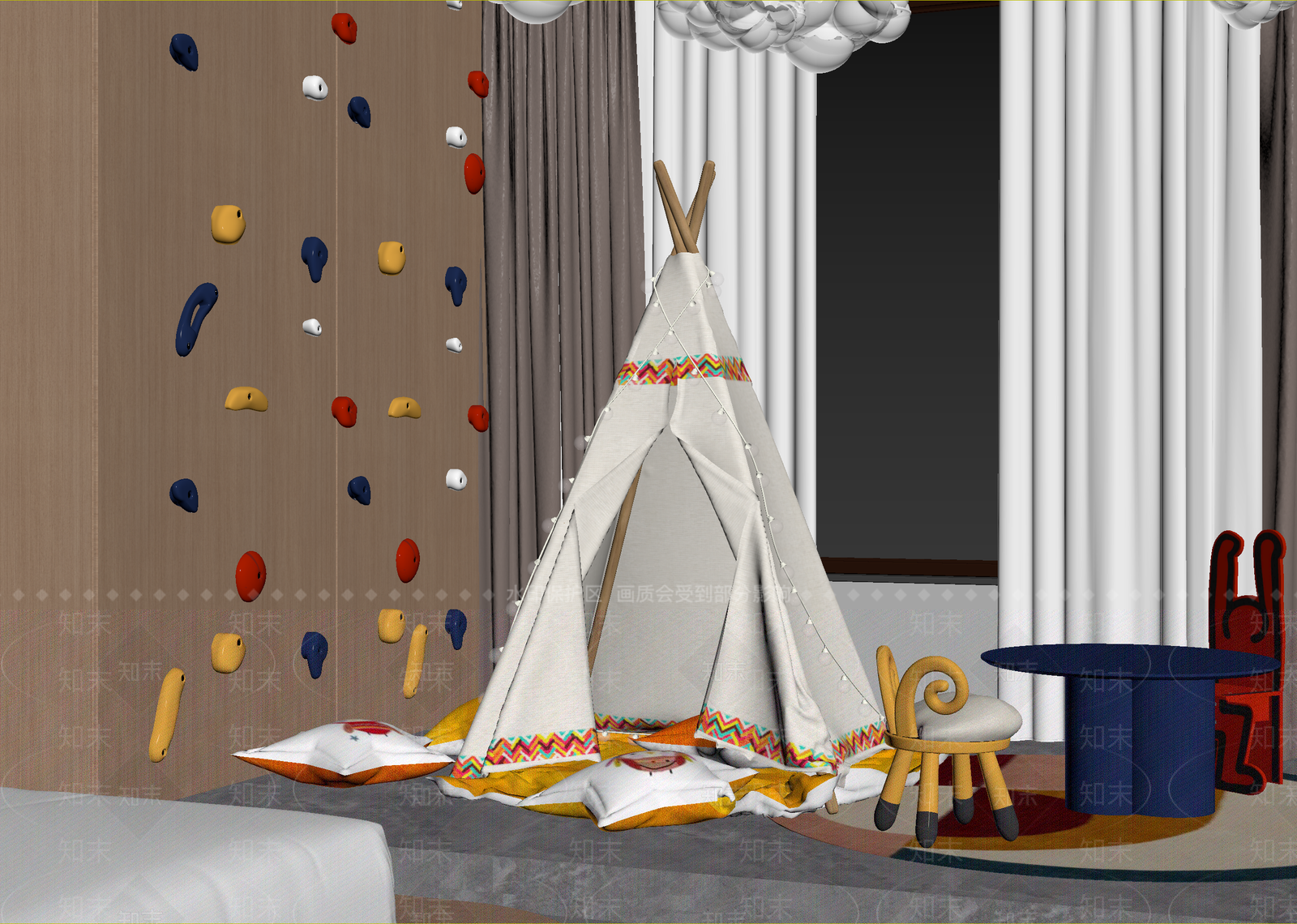 现代儿童娱乐室3D模型下载【ID:1215002272】