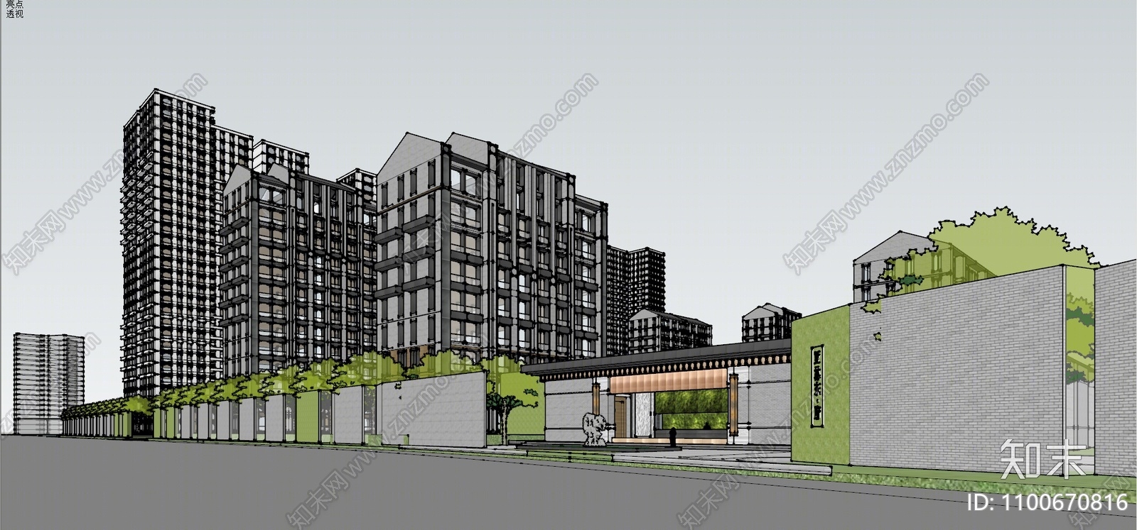 现代高层住宅SU模型下载【ID:1100670816】