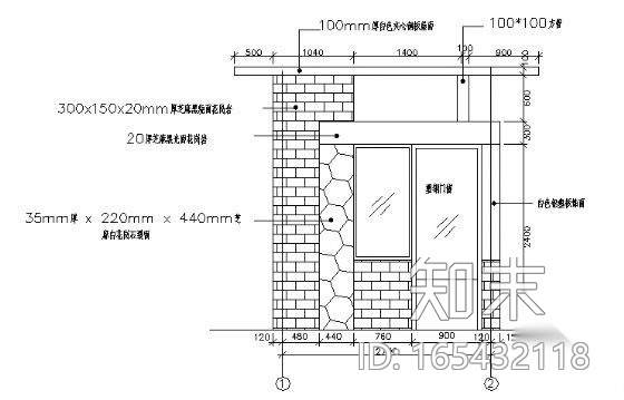 某小区门卫室建筑方案图cad施工图下载【ID:165432118】