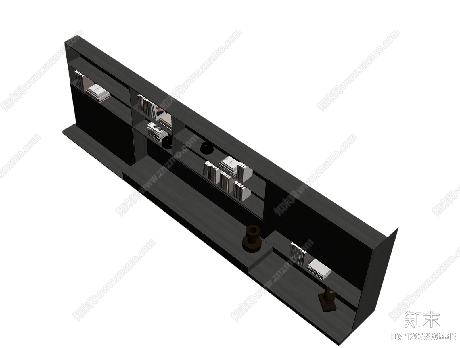 深色模块化书架组合3D模型下载【ID:1206898445】