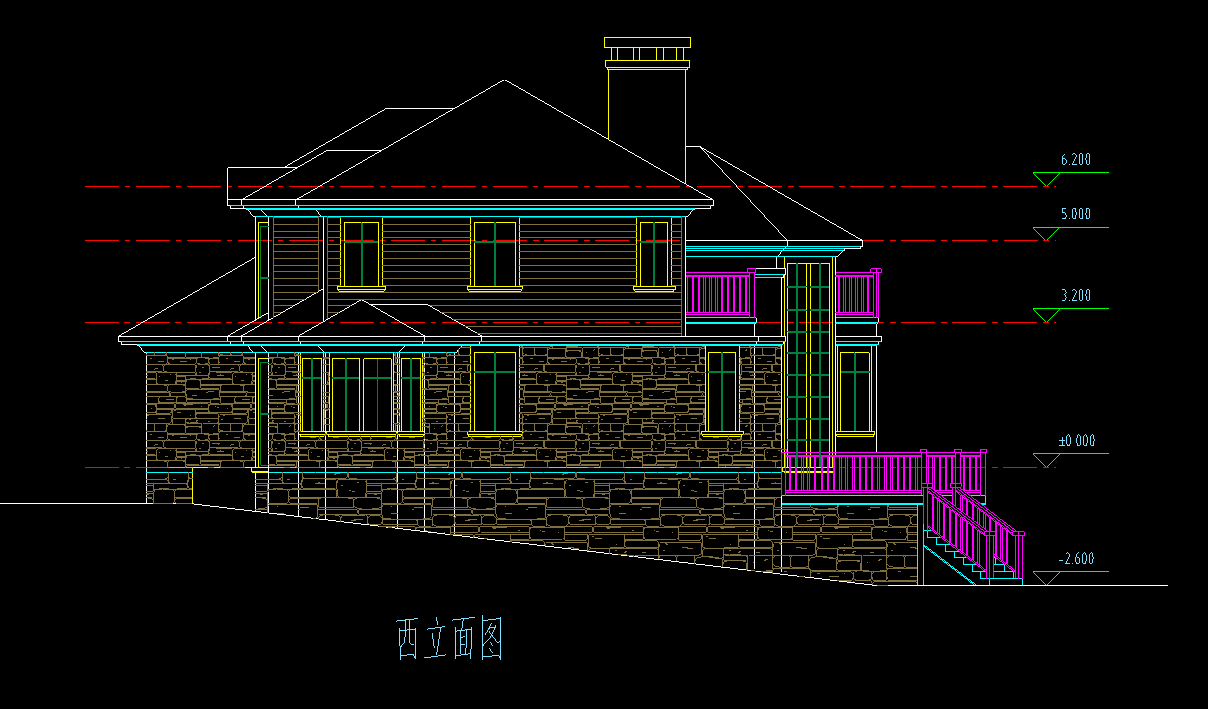 3层独栋别墅建筑方案设计（CAD）施工图下载【ID:149863147】