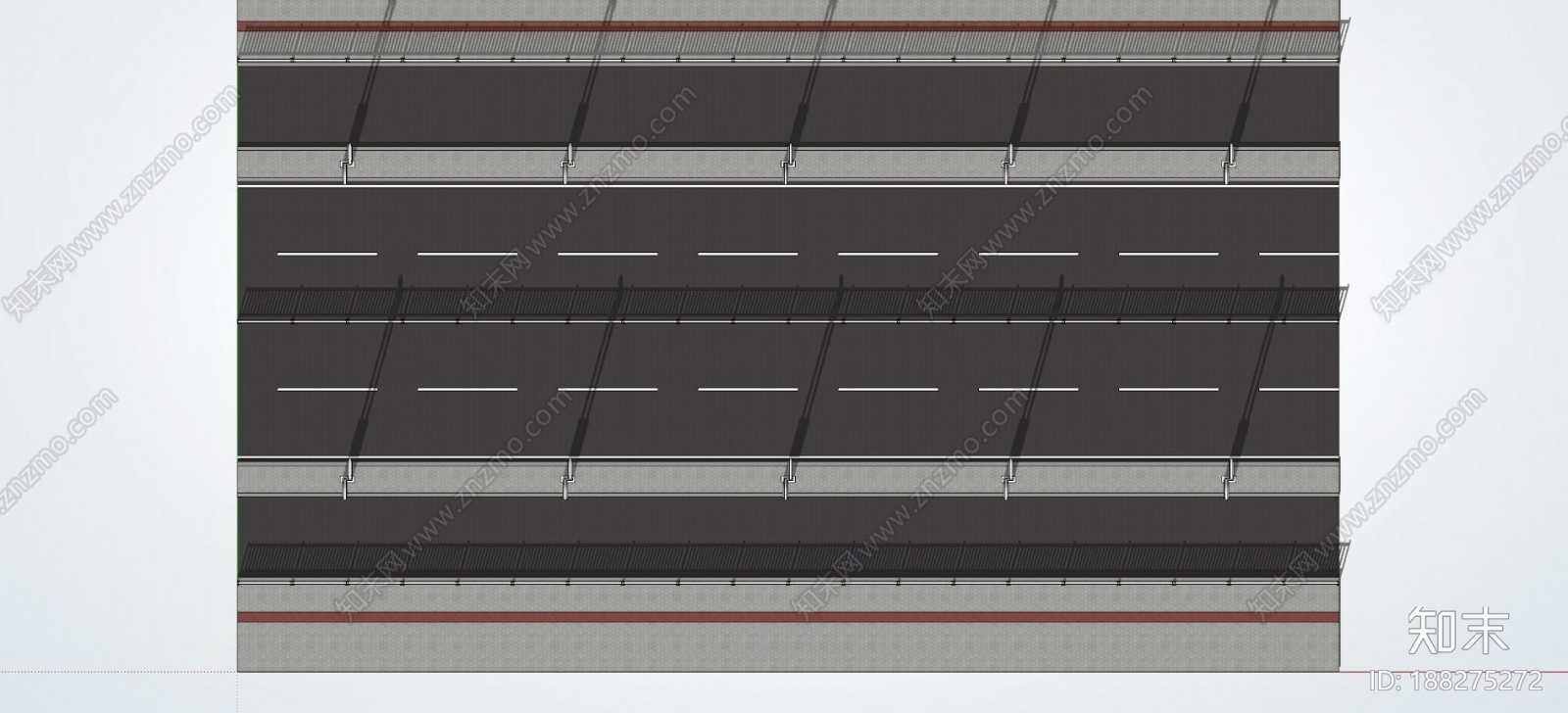 双向四车道道路SU模型下载【ID:188275272】