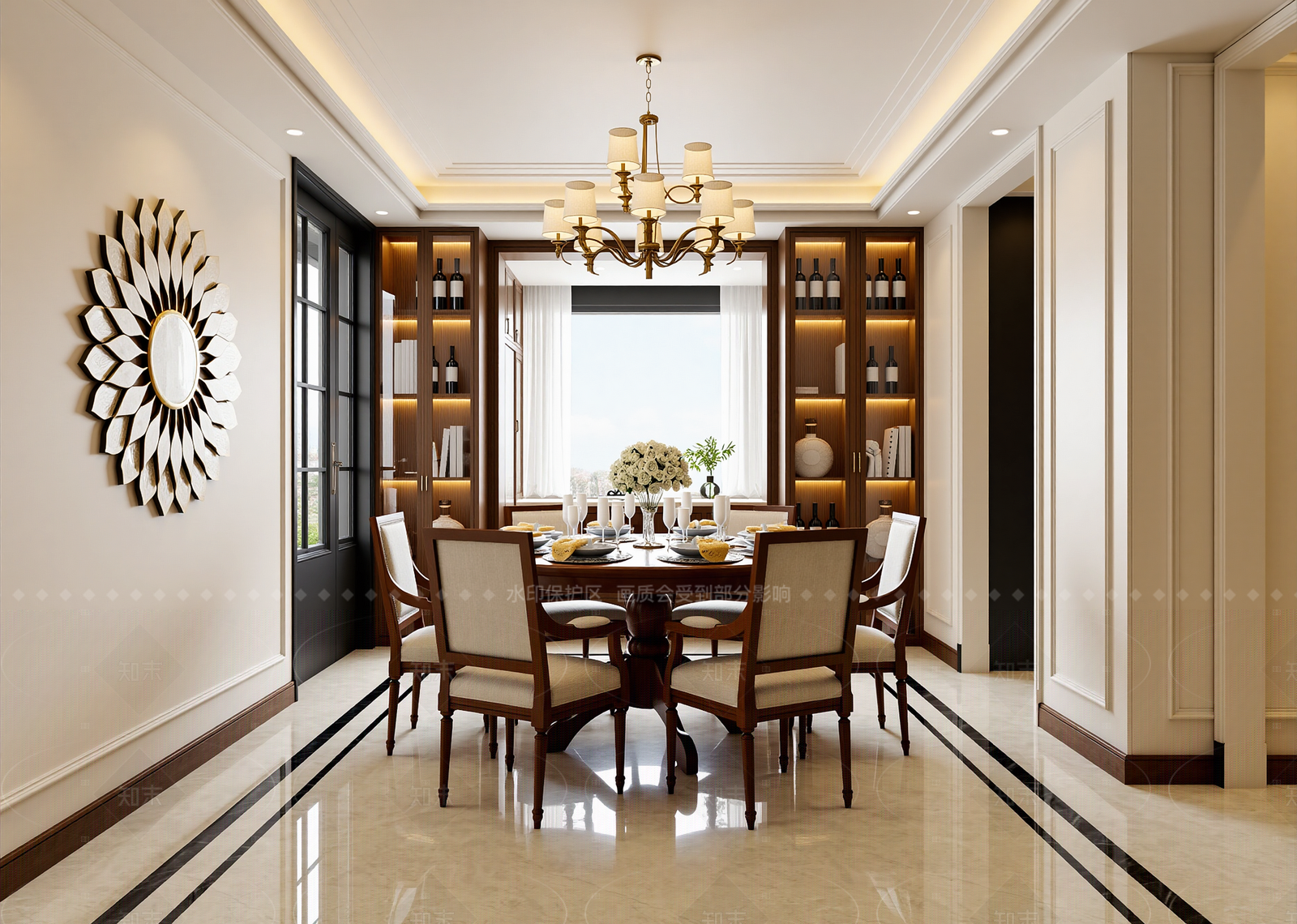 美式酒店餐厅3D模型下载【ID:1214949802】