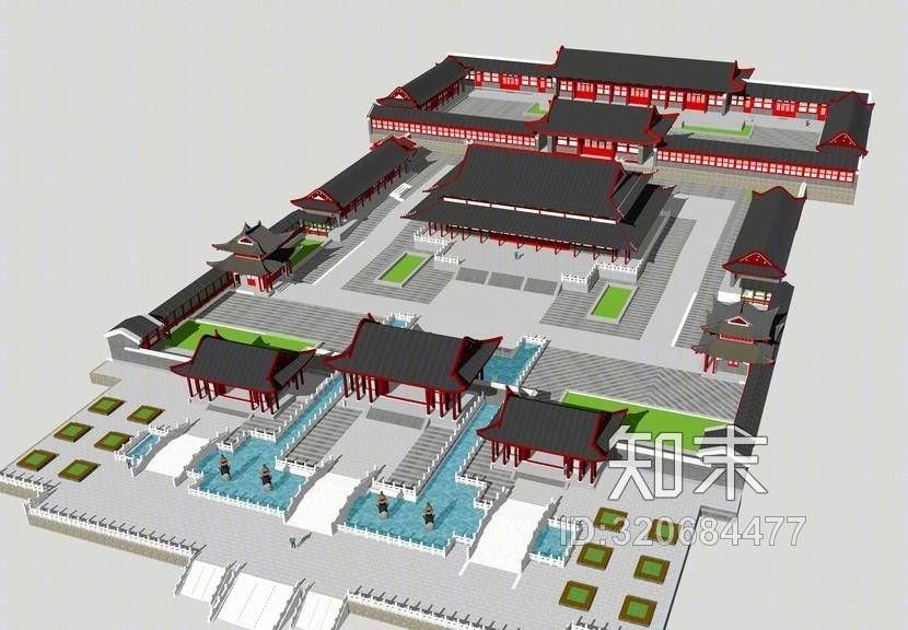 寺庙建筑SU模型下载【ID:320684477】