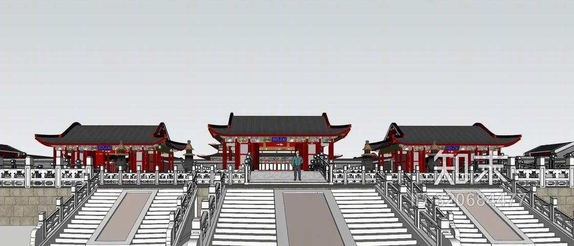 寺庙建筑SU模型下载【ID:320684477】