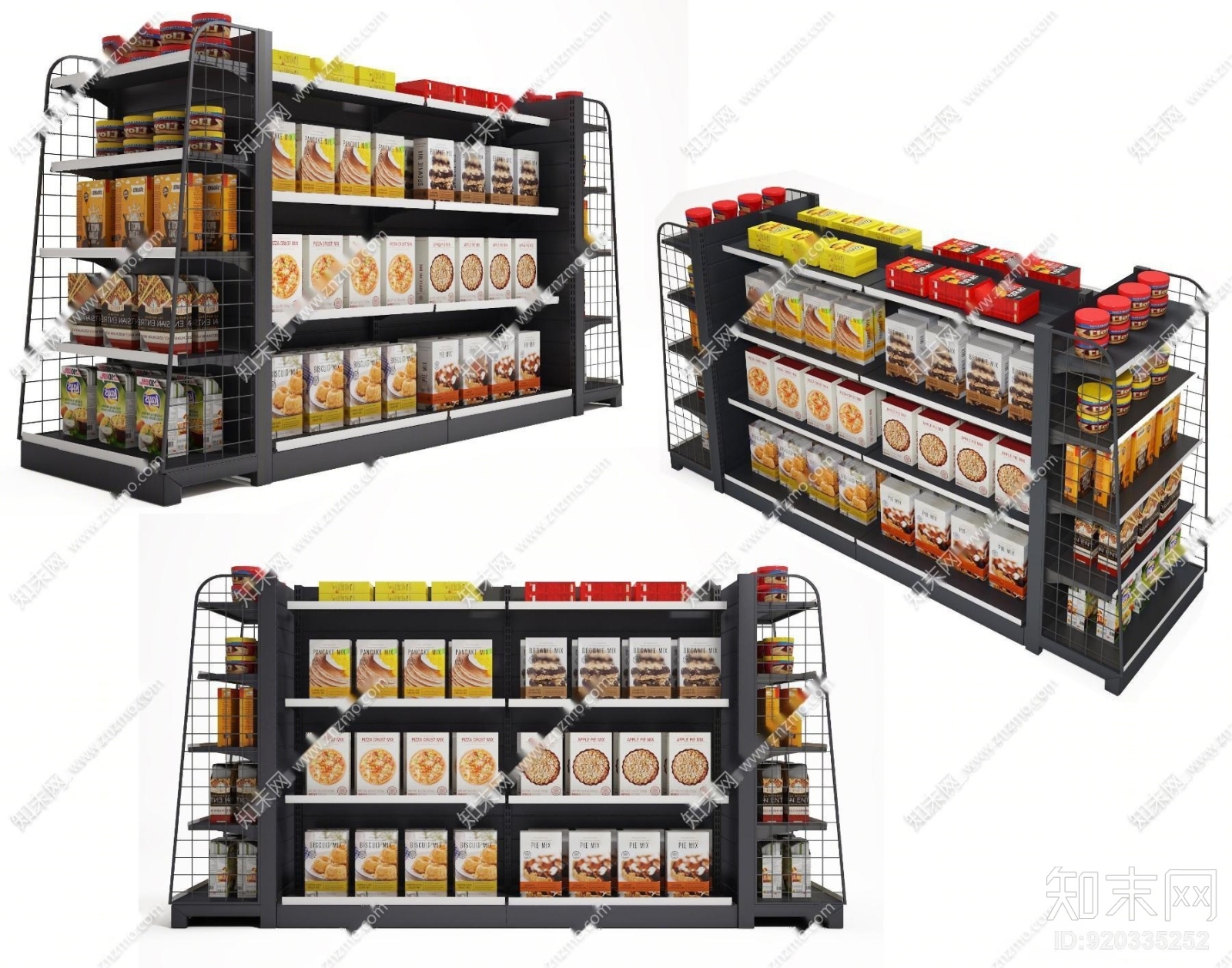 现代商场超市零食货架3D模型下载【ID:920335252】