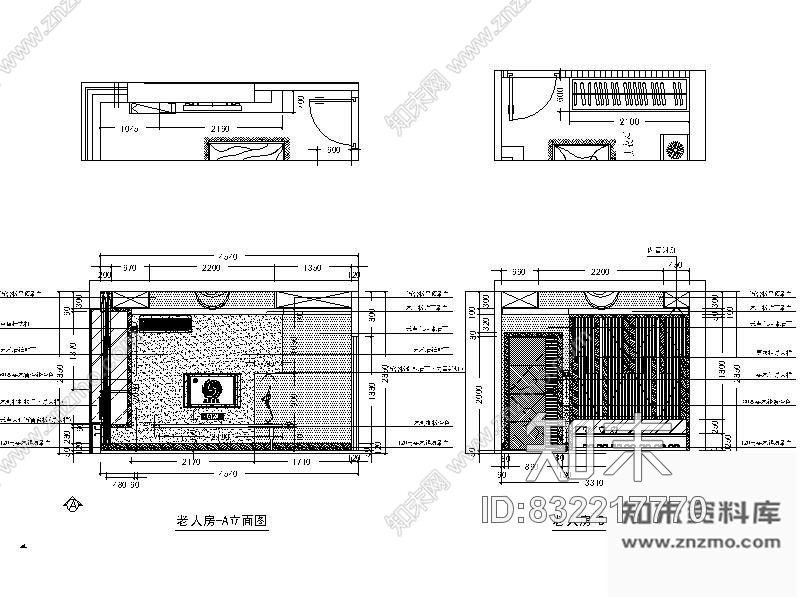 图块/节点温馨老人房立面图cad施工图下载【ID:832217770】