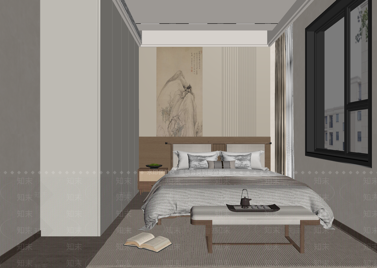 现代酒店客房3D模型下载【ID:1215075324】