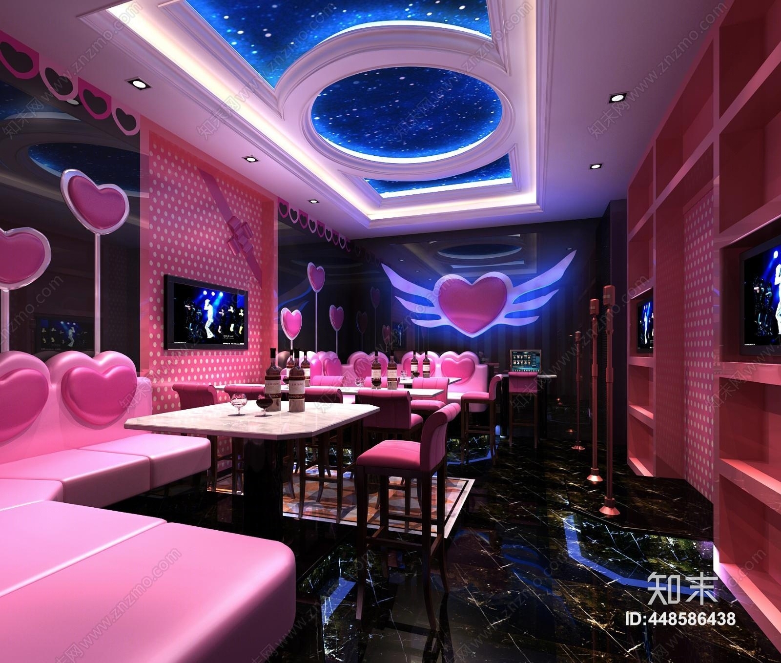 现代KTV音乐餐厅3D模型下载【ID:448586438】